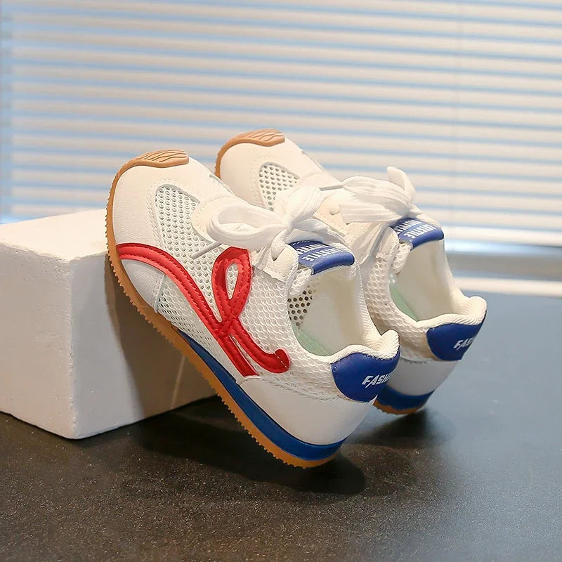 Children's Sneakers Four Seasons 3-18 Years Old Mesh Breathable Boys Girls Tennis Shoes Blue Hundred Non-slip Kids Single Shoes