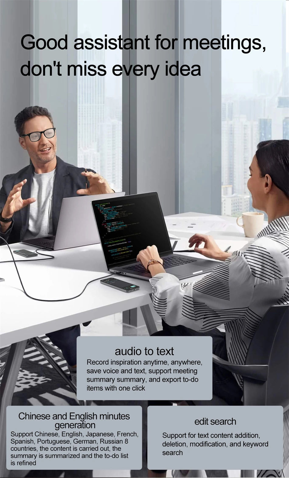 2025 New Smart Glasses Men 163 Online Language Al Intelligent Translation Anti-blue Lenses Wireless Call Voice Assistant Glasses