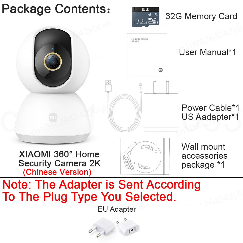 XIAOMI Home Security Intelligent Wifi Camera PTZ 2K,Color Night Vision,Two‑Way Audio,AI Human Face Detection,Chinese Version