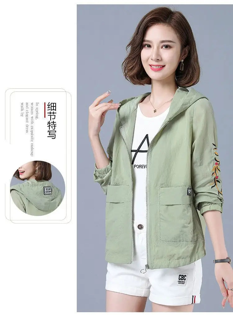 Summer Jackets For Women 2025 Outerwears Cool Thin Coat Middle Aged Mother Clothes Korea Fashion Women's Clothing Embroidery