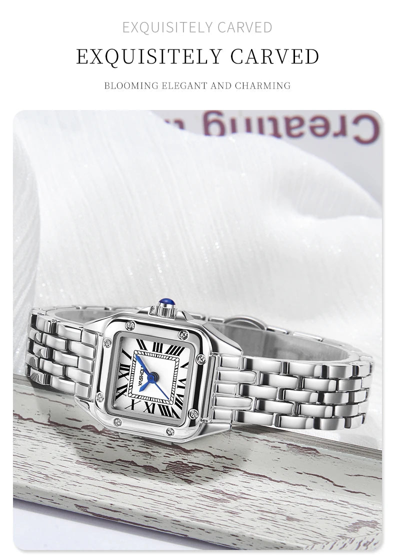 YASHIDUN Fashion Women Watch Stainless Steel Luxury Ladies Quartz Watches Business Female Clock Bracelet Wristwatch Women Gift