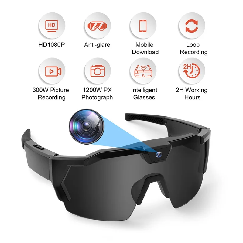 ABHT-HD Video Recording Sunglasses Smart Action Camera Glasses Bicycle Outdoor Driver Recorder Walk Cam