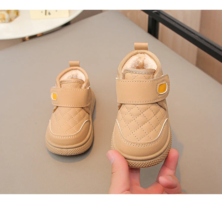 Kids'Casual Shoes Ankle Boots PU Leather Water-Resistant Winter Shoes For Children Anti-slip Warm Pink Black Shoes Size 21-31