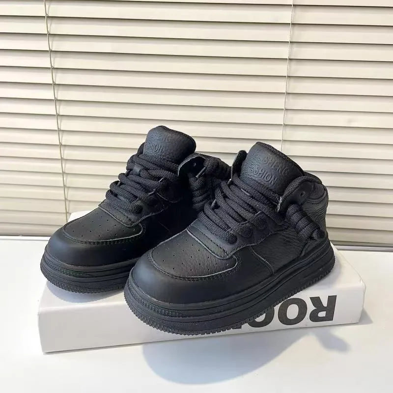 Kids Sports Shoes Mid-top Soft Bottom Students Basketball Shoes Breathable Comfortable 2025 Autumn New Children Running Shoes