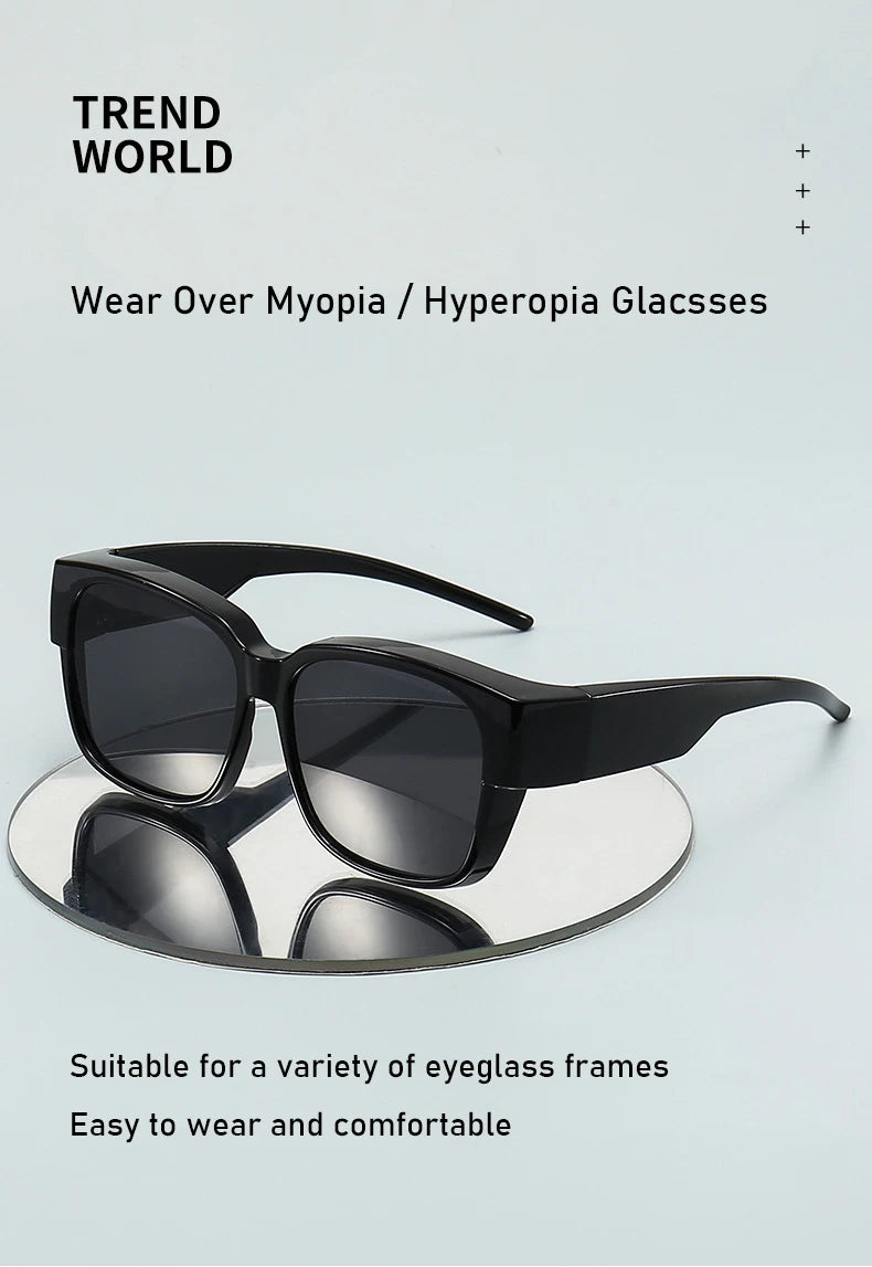 Men Women Polarized Sunglasses Wear Over Myopia Prescription Glasses Vintage Outdoor Travel Night Vision Driving Goggles