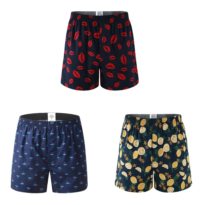 3PCS Men Shorts Boxers Mens Underwear Cotton Loose Shorts Male Plain Underwear Homewear Comfortable Boxer for Man Mens Panties