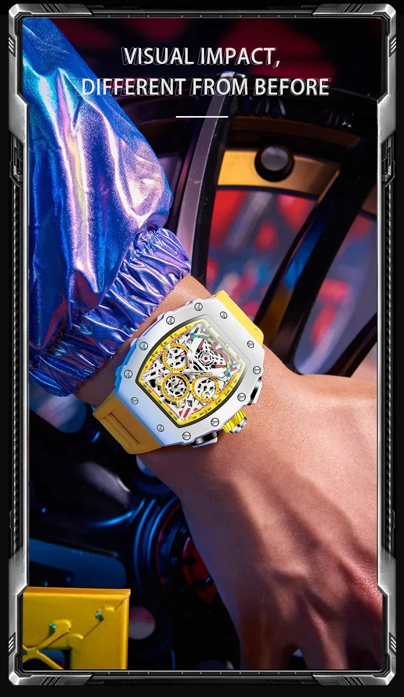 Watches for Man ONOLA 6827W Trend White Men Watch Waterproof Chronograph Quartz Wristwatch Sports Silicone Strap Reloj Hombre