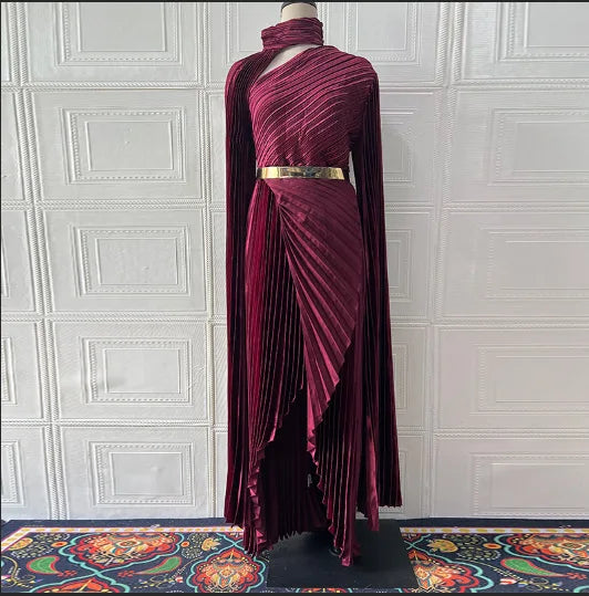 Women's Dresses Temperament Fashion 2025 Autumn New Batwing Sleeve Shawl Split Elegant Party Vestidos Evening Long Dress