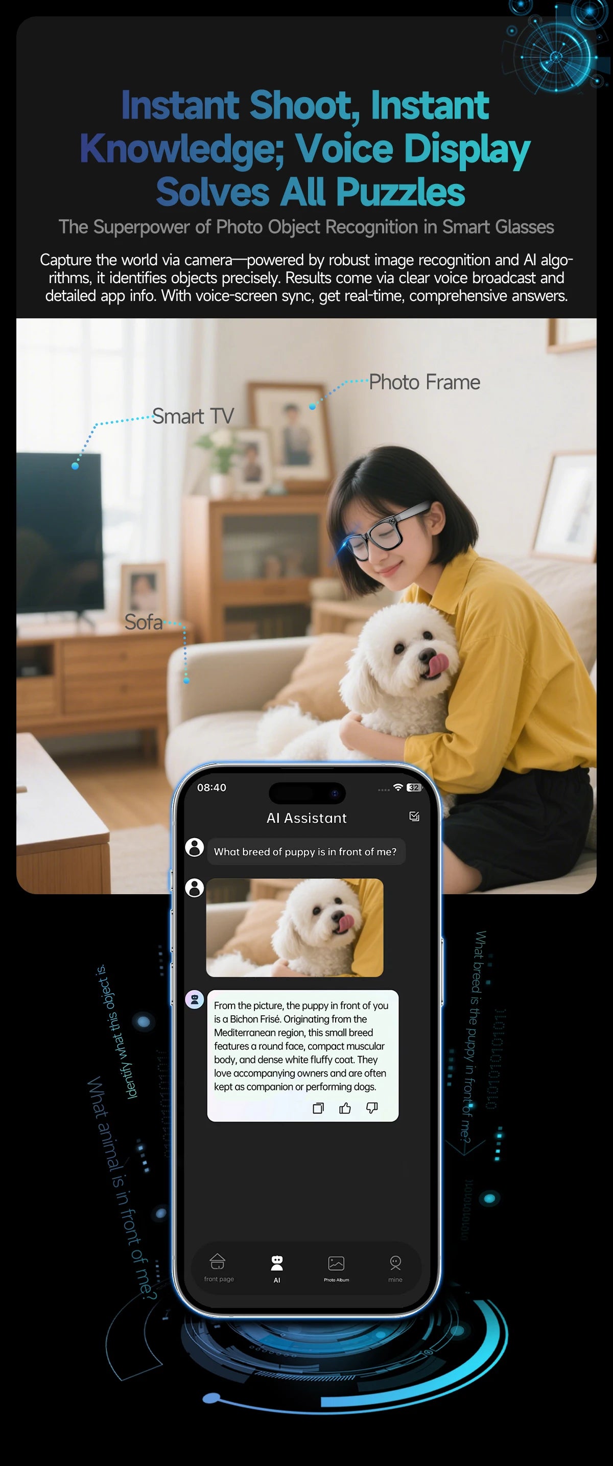 800W With Camera Smart Glasses Woman Video Recording AI Photo Recognition Eyewear Earphone Call Translation Voice Sunglasses Men