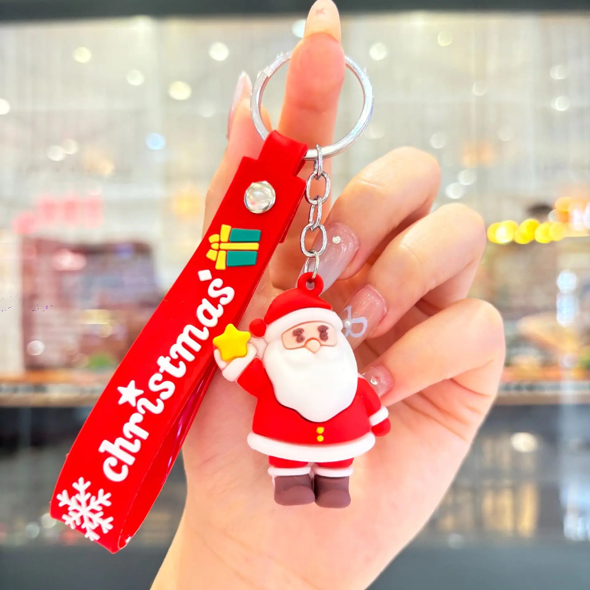 Christmas Gift 2025 Cute Santa Keychain Cartoon Pendant for Bag Car Keys Decor Stocking Stuffer for Kids Children Daughter Son