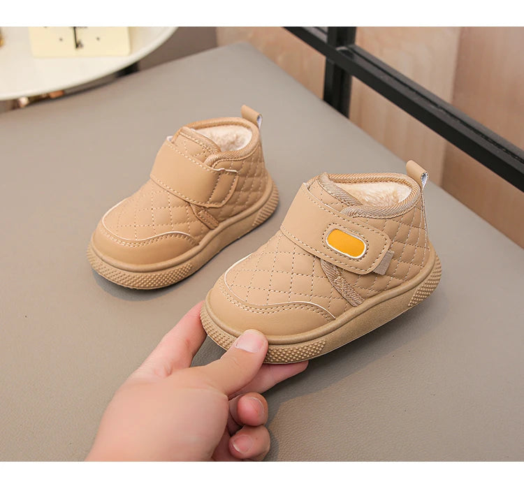 Kids'Casual Shoes Ankle Boots PU Leather Water-Resistant Winter Shoes For Children Anti-slip Warm Pink Black Shoes Size 21-31