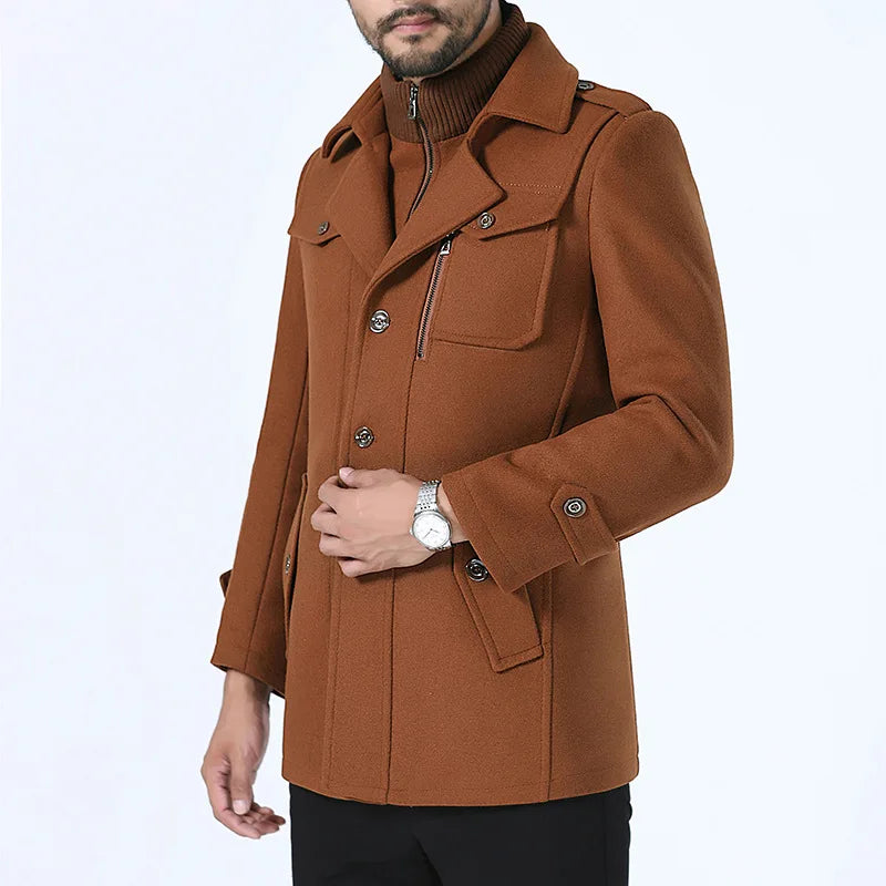 Winter Business Casual Wool Coat Men jackets Men's Woolen Coats Fashion Thicken Mid Length Trench Solid Warm Outerwear