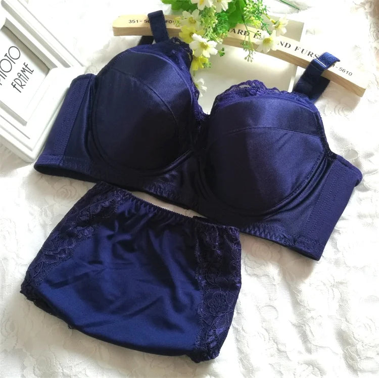 Bra Set Plus Size Female Lingerie B C D E F G H Cup Women Underwear Panties Briefs 34 36 38 40 42 44