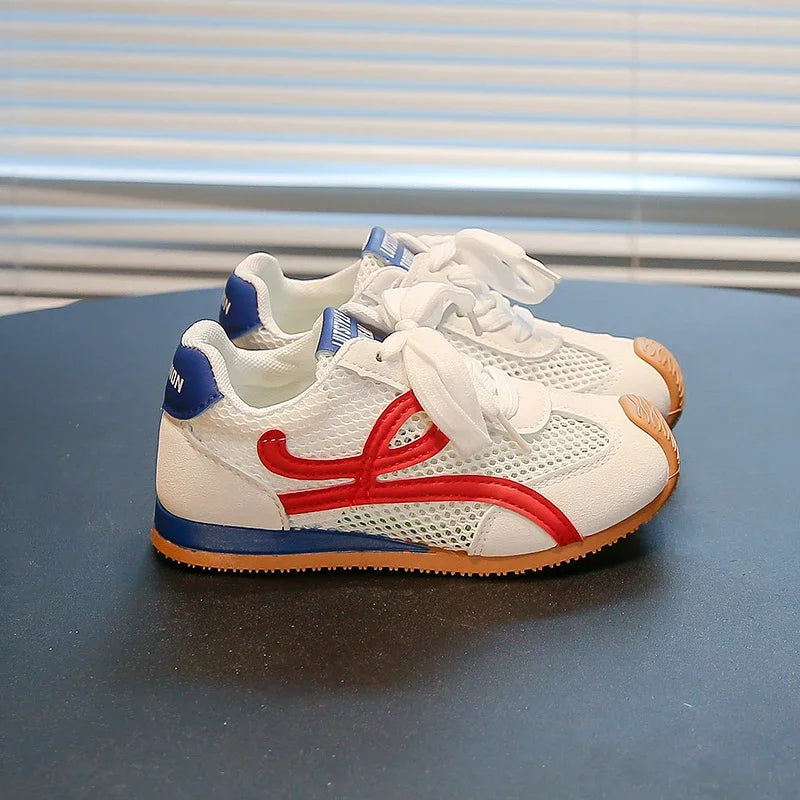 Children's Sneakers Four Seasons 3-18 Years Old Mesh Breathable Boys Girls Tennis Shoes Blue Hundred Non-slip Kids Single Shoes