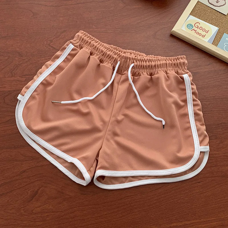 Women yoga Shorts Summer outer wear mid-waist casual loose straight pants lady stylish thin breathable wide leg gym short pants