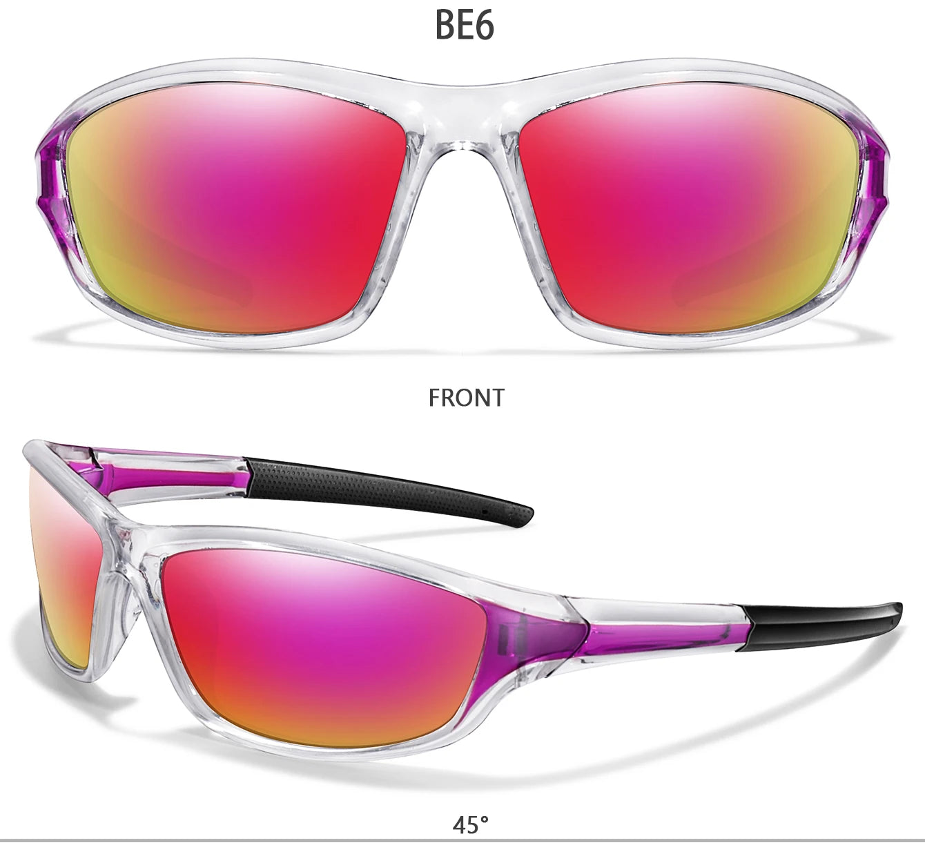 Men and Women Polarized Fishing Sunglasses Outdoor Sports Cycling Driving Hiking Eyewear Camping Travel Transparent Frame UV400