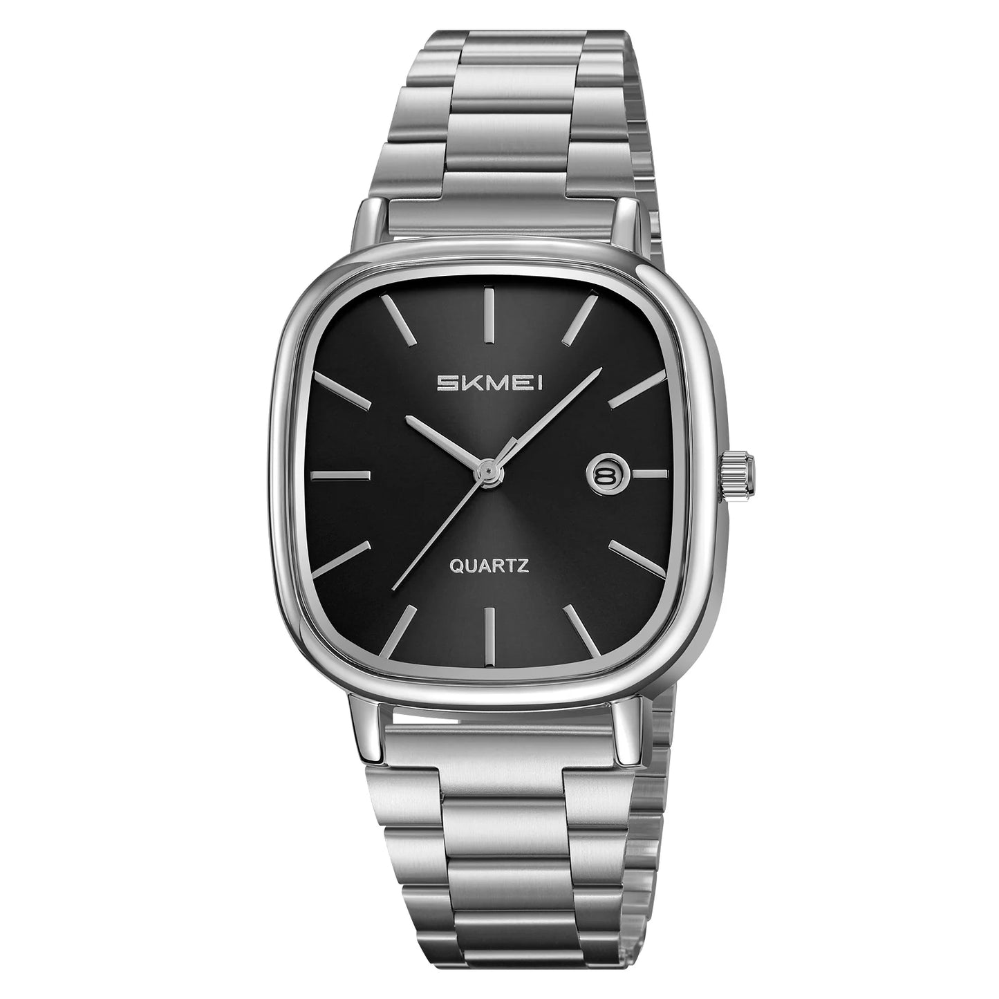 SKMEI Men's Quartz Watch Retro Square Zinc Alloy Case Gold Stainless Steel Band, 30M Water Resistance Time & Date Functions 2551