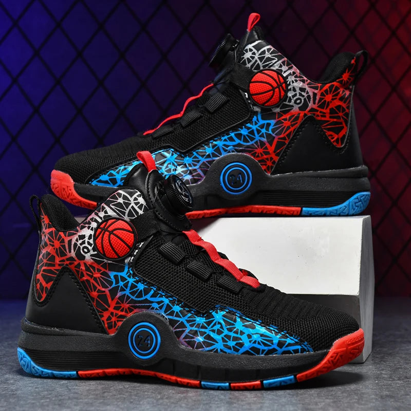 Children Basketball Shoes Original Design 2024 New Indoor Field Training Sports Shoes Comfortable Boy Basketball Shoes for Kids