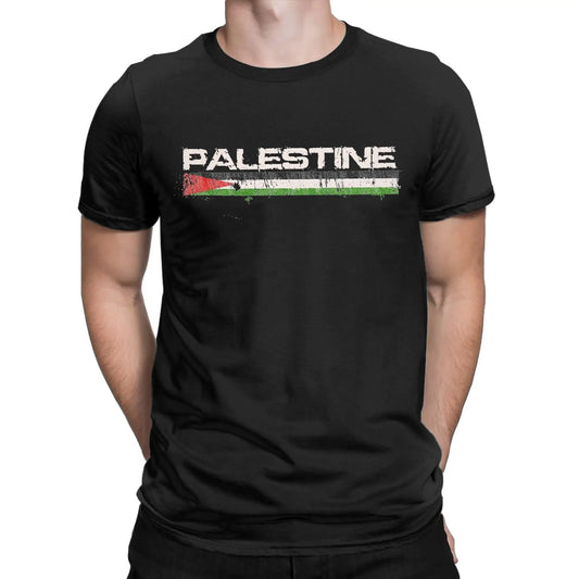 Novelty Palestine with Flag Red White Green T-Shirts for Men Crew Neck Pure Cotton T Shirt  Short Sleeve Tee Shirt 4XL 5XL Tops