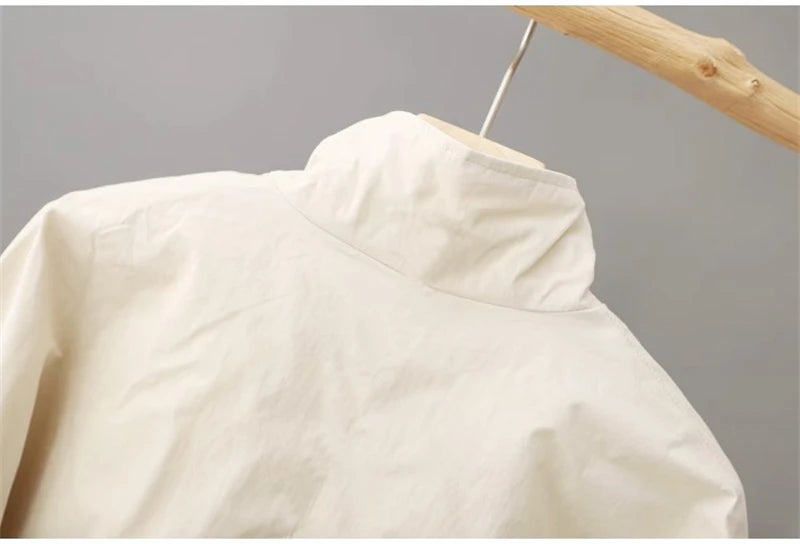 Women's Jackets New Spring Autumn Thin Cardigan Jacket Zipper Long Sleeve Simple Fashion Solid High-necked Casual Female Outwear