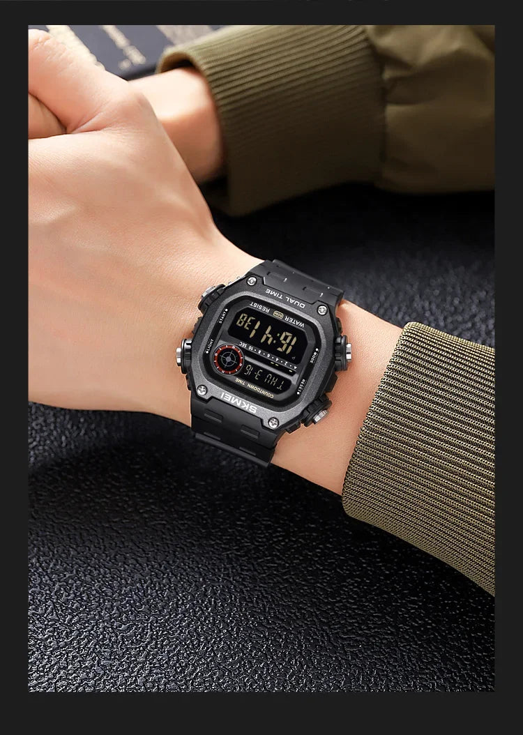 SKMEI 2126 Digital Countdown Sports Watches for Men LED Display Waterproof Stopwatch Mens Wristwatch Alarm Clock montre homme