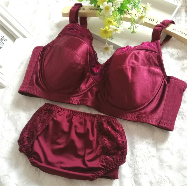 Bra Set Plus Size Female Lingerie B C D E F G H Cup Women Underwear Panties Briefs 34 36 38 40 42 44