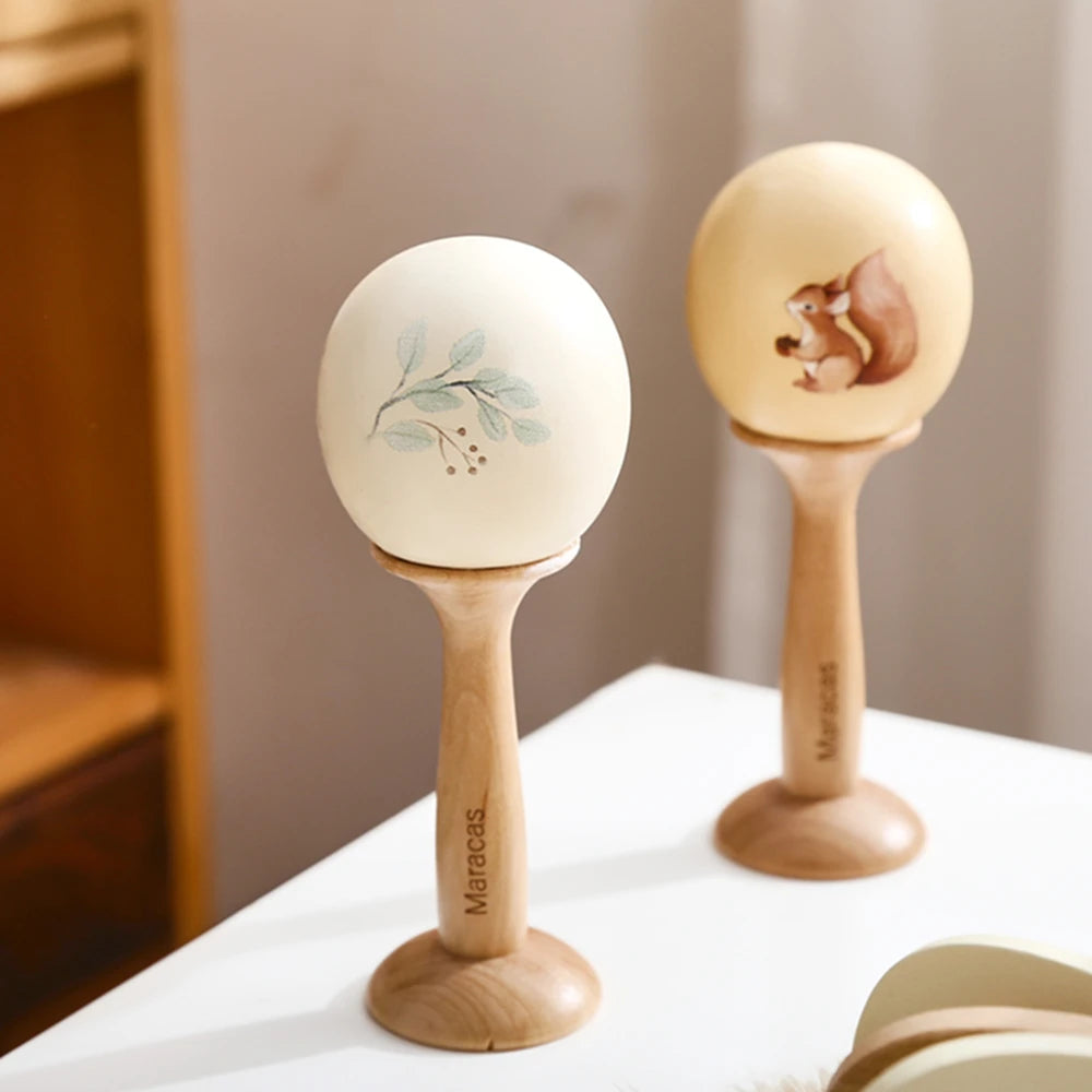 Kids Wooden Montessori Toys Musical Instruments Rattle Toys Wooden Squirrel Percussion Instruments Preschool Educational Toys