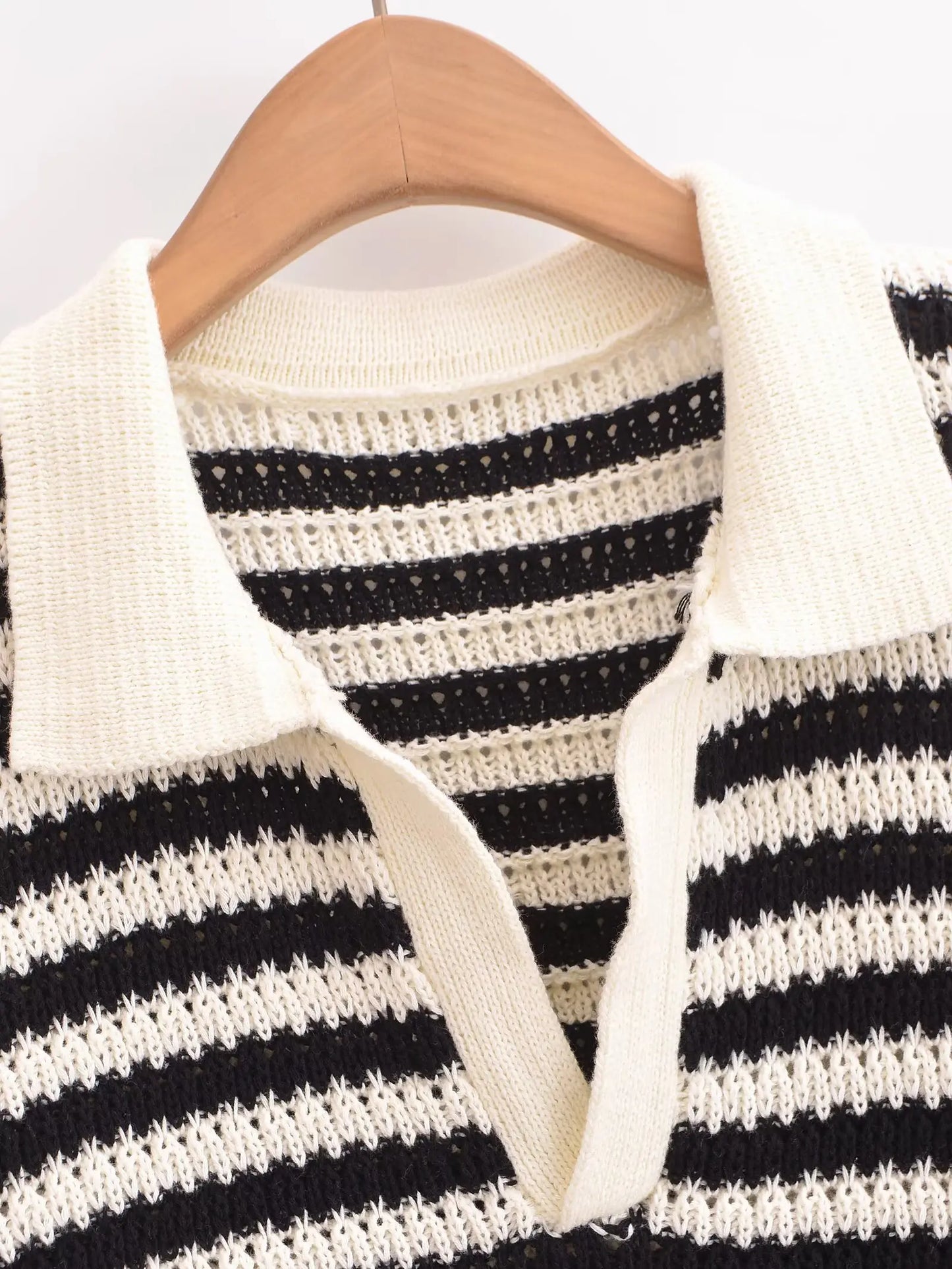 2025 Women’s Striped Knit Cotton T-Shirt Polo Collar Short Sleeve Casual Spring Summer Daily Street Weekend Wear