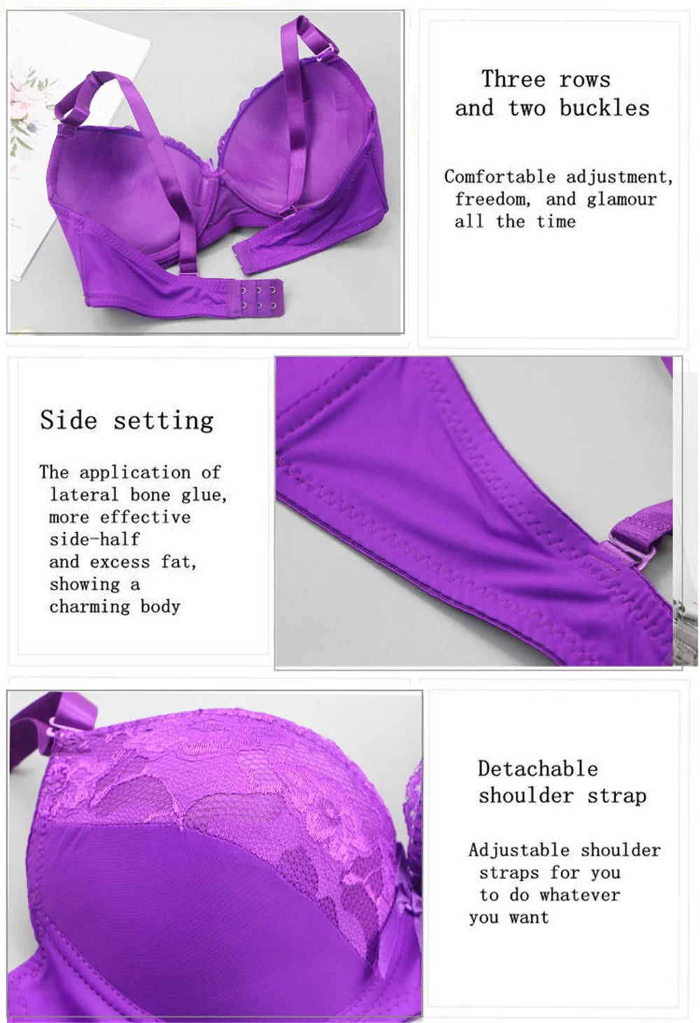 BCHRAYIUP Women's Sexy Underwire Padded Bra Set Plunge Full Cup Lingerie Panties Bra Set 32 34 36 38 40 42 44 46 A B C D E F