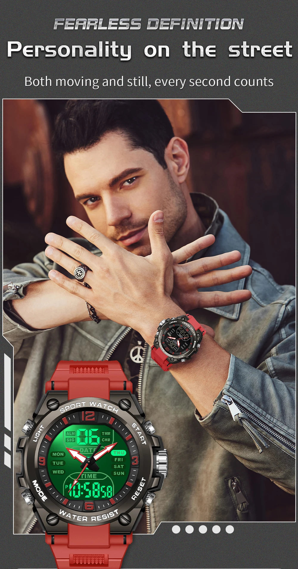 SANDA New Fashion Men Watch Multifunctional Outdoors Sports Waterproof Wristwatch LED Luminous Electronic Digital Men Watches