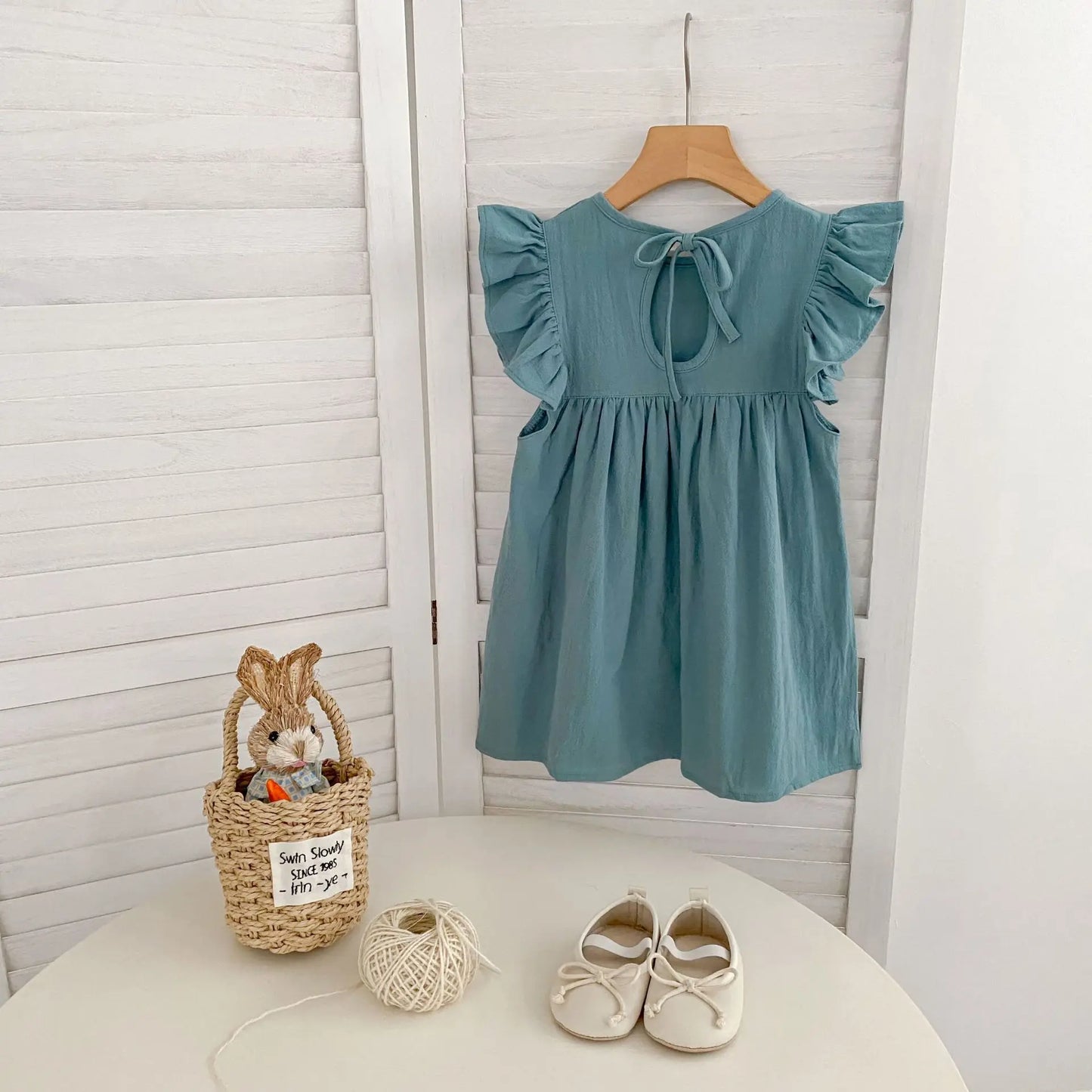 1-6Yrs Kids Clothes Summer Embroidery Dress Baby Girls Clothes Flying Sleeves Dresses Children's Clothing Vestidos Cotton Dress