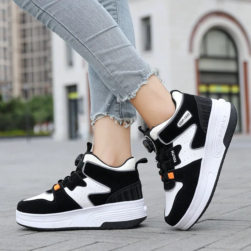 Sneakers for Kids Boys Girls 2Wheels Roller Skate Children Shoes Sports Running Adult Casual Women Tennis Outdoor Size 31-42