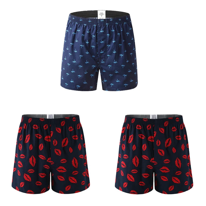 3PCS Men Shorts Boxers Mens Underwear Cotton Loose Shorts Male Plain Underwear Homewear Comfortable Boxer for Man Mens Panties
