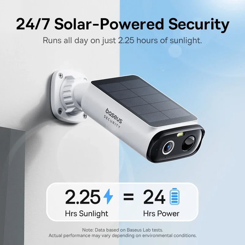 Baseus Security S1 Lite Solar Security Camera Wireless Outdoor Camera Continuous Power 2K Resolution 135°FOV IP67 Wifi Camera