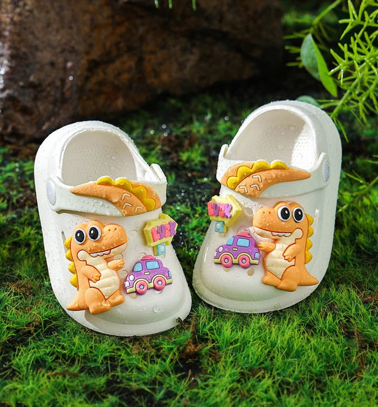 Summer Kids Sandals Children's Shoes Slippers Soft Anti-Skid Cartoon DIY Design Hole Baby Shoes Dinosaur Beach For Boys Girls