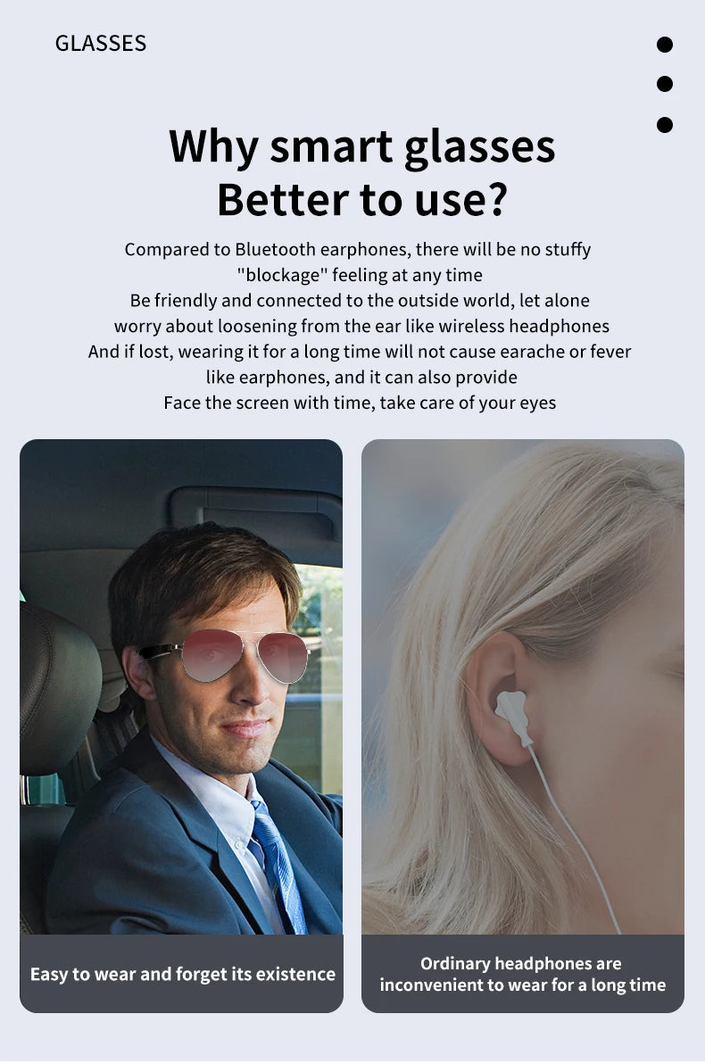 Smart Sunglasses Bluetooth glasses,Wireless HD UV Protective Lens Eyewear Waterproof Speaker,listen to songs, talk sunglasses