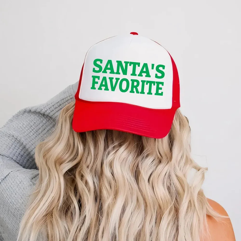 Santa's Favorite Christmas Trucker Hat Santa Claus Adult Gift Winter Holiday Fun Accessories Christmas Daily Supplies New Year