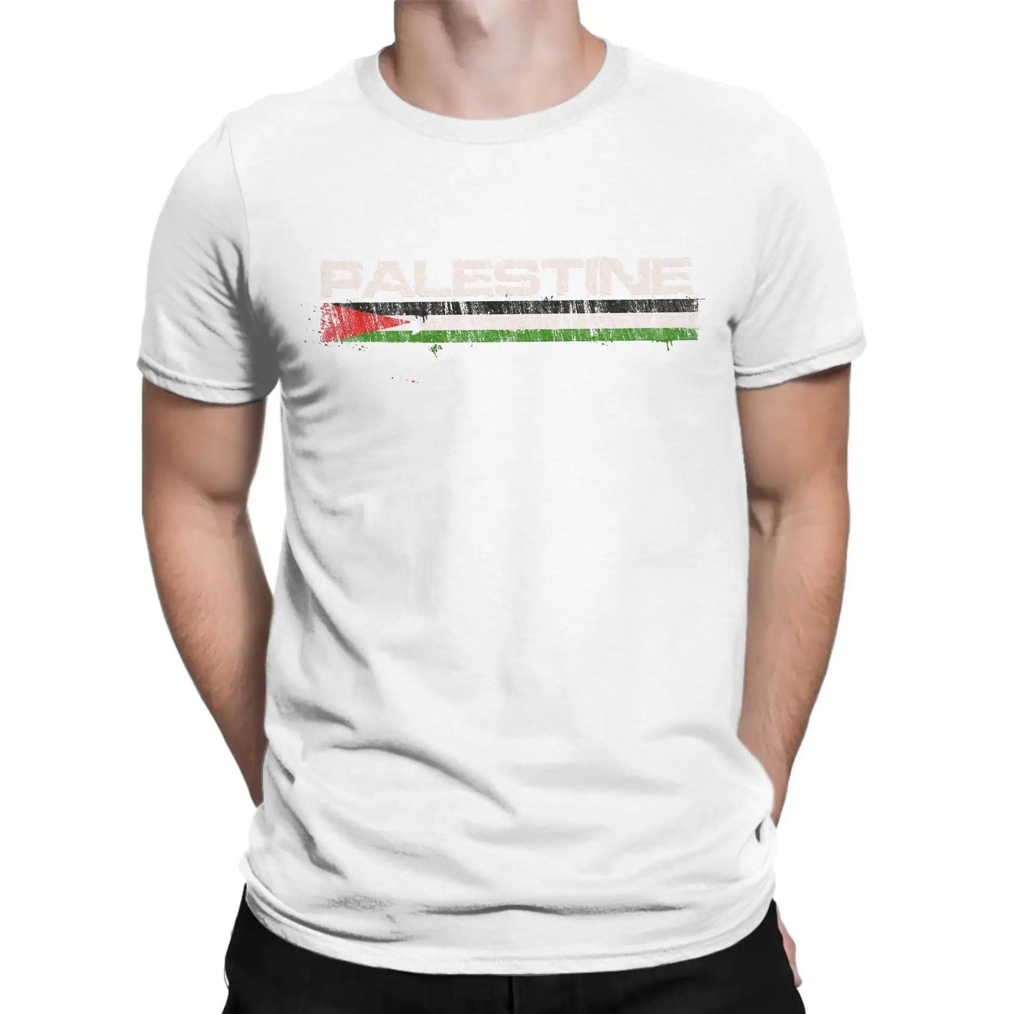 Novelty Palestine with Flag Red White Green T-Shirts for Men Crew Neck Pure Cotton T Shirt  Short Sleeve Tee Shirt 4XL 5XL Tops