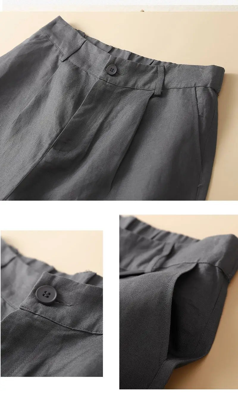 Women's Shorts Cotton Linen High Waisted Short Pants Casual Loose Solid Purple Button Summer Shorts for Women