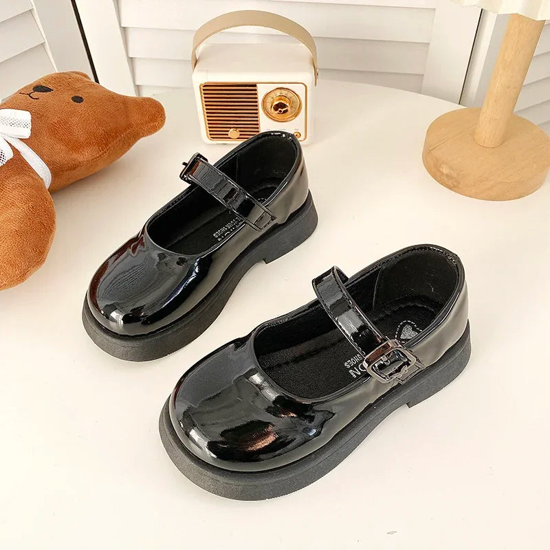 Children Leather Shoes 24-35 Slip-on Round Toe School Sweet Kids Casual Shoe 2025 New Girl's Laofers Pearl Morden Three Colors