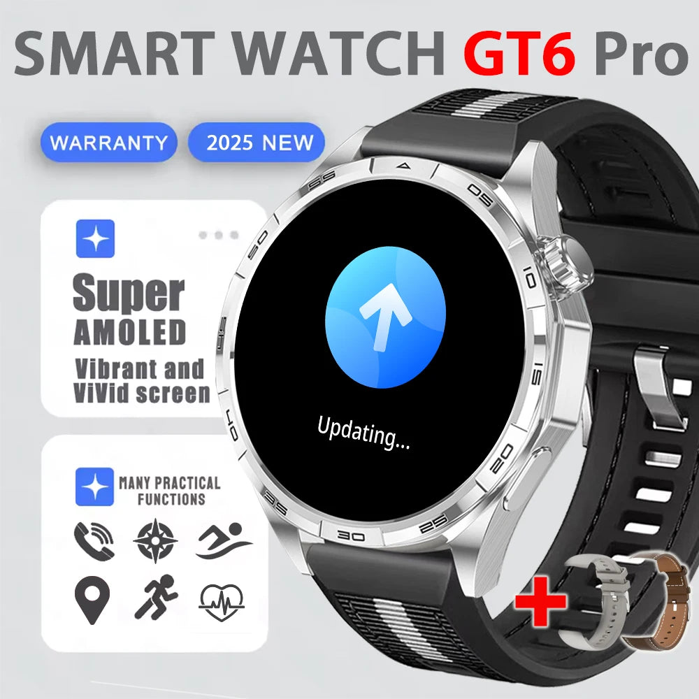 Smart Watch GT6 Pro (2025) 1.50-inch HD AMOLED GPS Message Reminder Bluetooth call Heart rate 4GB Smartwatch Reduction 100%