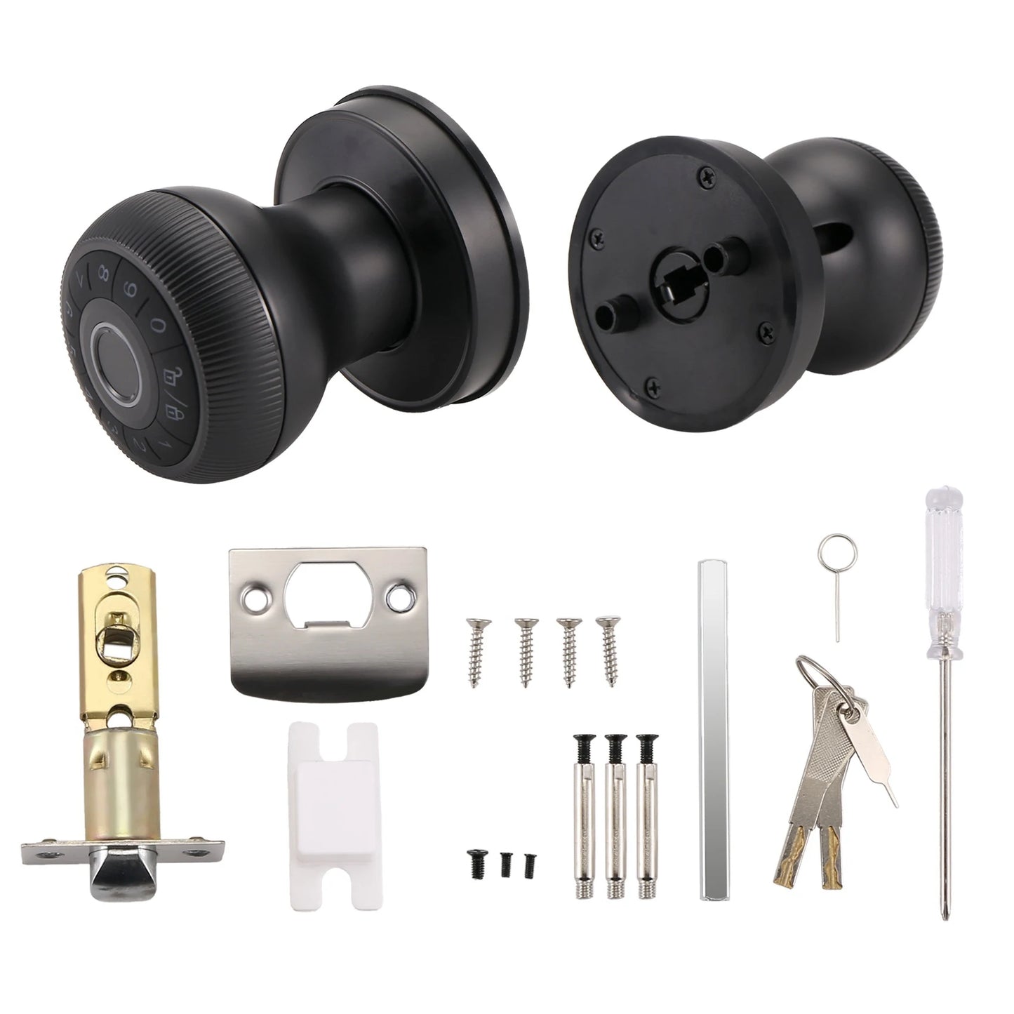 FULL-Fingerprint Door Lock-Smart Door Handle, Keyless Door Handle With Password Keypad For Bedroom Smart Door Lock