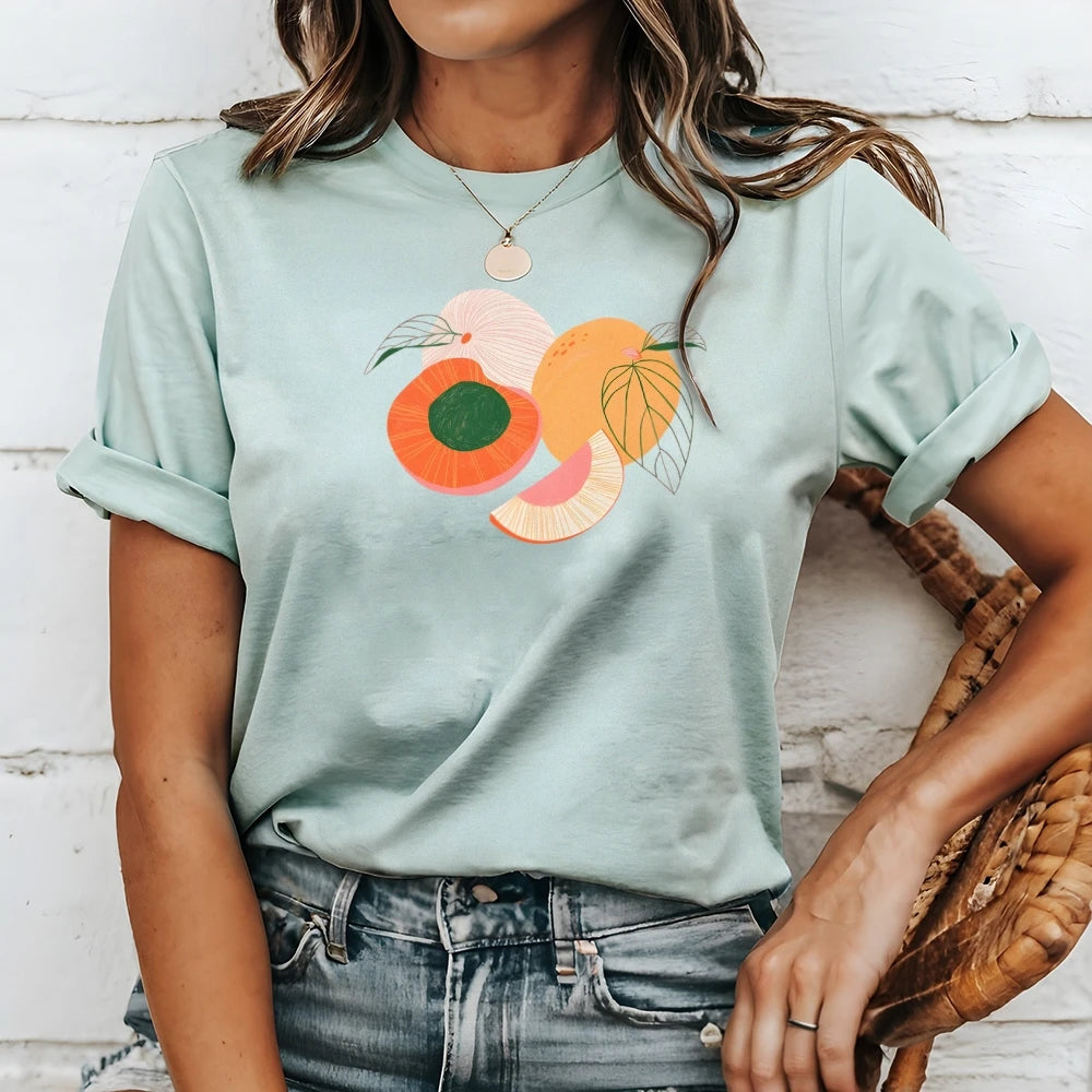 Breathable Cotton T-Shirt Women Y2K Inspired Graphic Design Tops With Lightweight Fabric Versatile Basic Wardrobe Essential