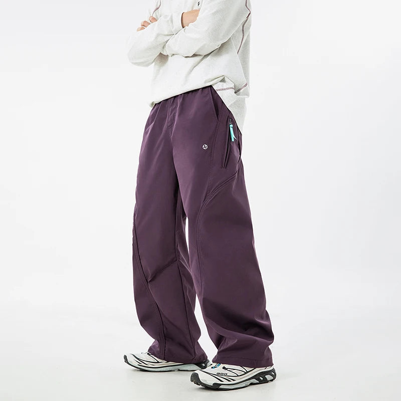 TFETTERS Autumn New Zipper Pocket Men Pants Drawstring Elastic Waist Pants Men Fashion Stitching Design Trouser for Men Clothes