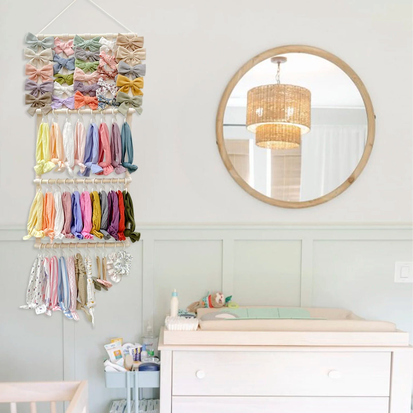 Hair Accessory Organizer With 8 Hooks Hanging Storage Rack For Hair Clips Hat Headband Space Saving Bathroom Bedroom Door Closet