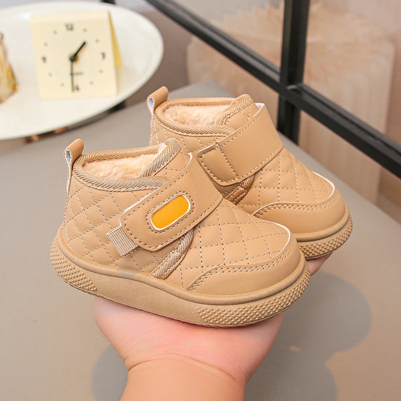 Kids'Casual Shoes Ankle Boots PU Leather Water-Resistant Winter Shoes For Children Anti-slip Warm Pink Black Shoes Size 21-31