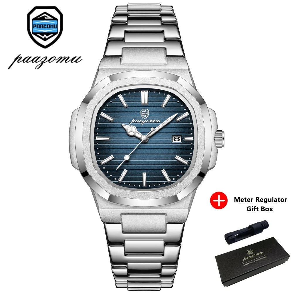 PAAZOMU 2025New Men Stainless Steel Watch Quartz Waterproof Male Clock Business Watch Mens Watches Top Brand Luxury Men Watch