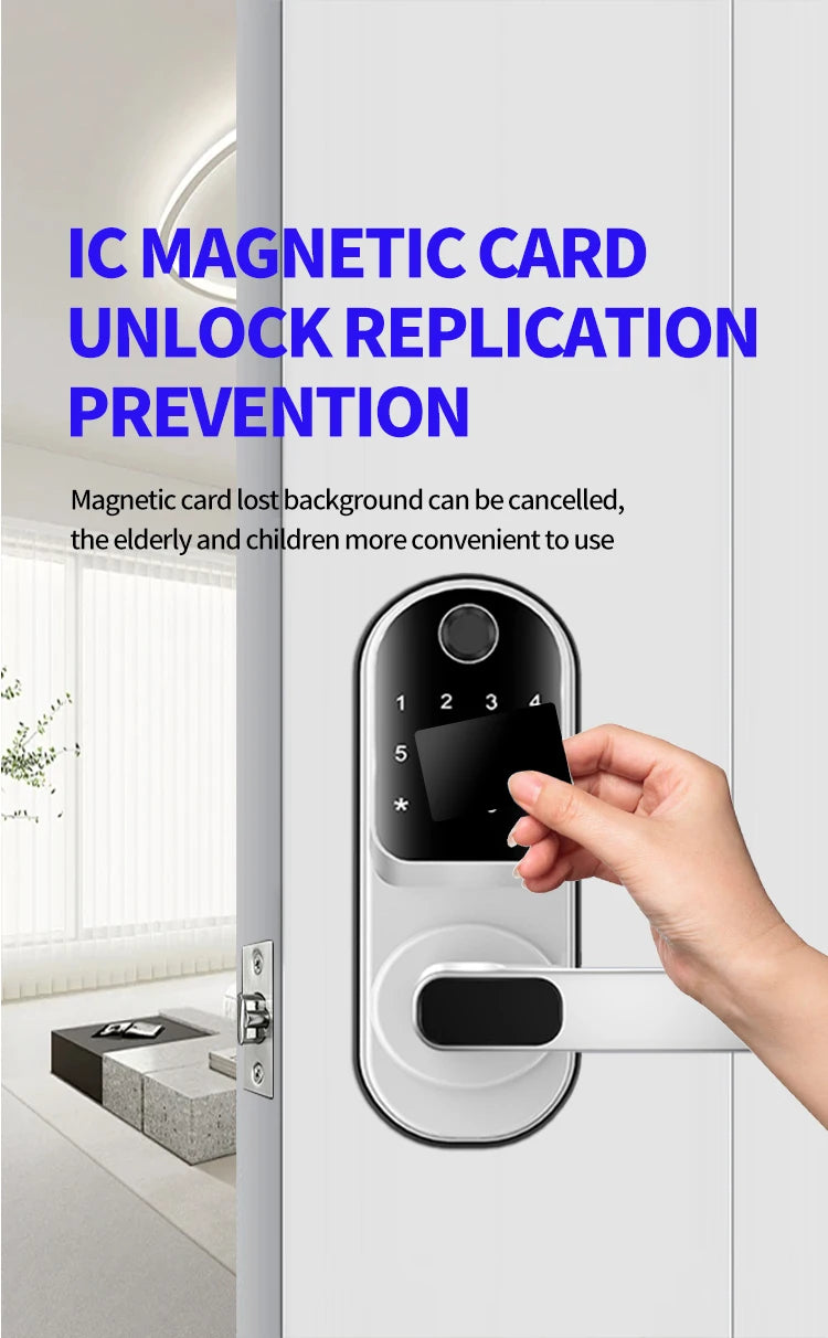 Smart TUYA Fingerprint Door Lock App Remote Control Keyless Bluetooth Digital Touchscreen Lock NFC Waterproof With Card And Key