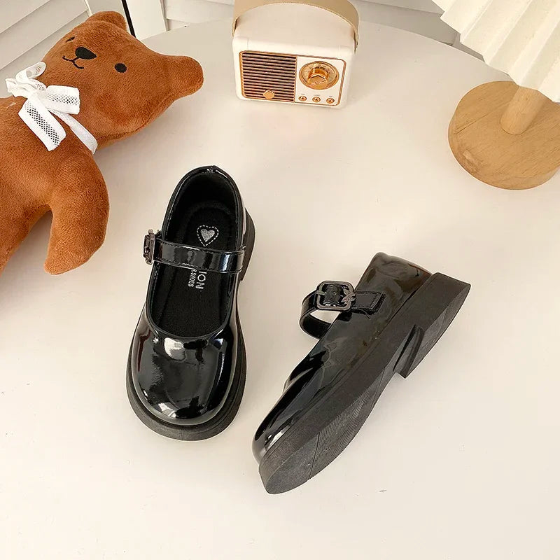 Children Leather Shoes 24-35 Slip-on Round Toe School Sweet Kids Casual Shoe 2025 New Girl's Laofers Pearl Morden Three Colors