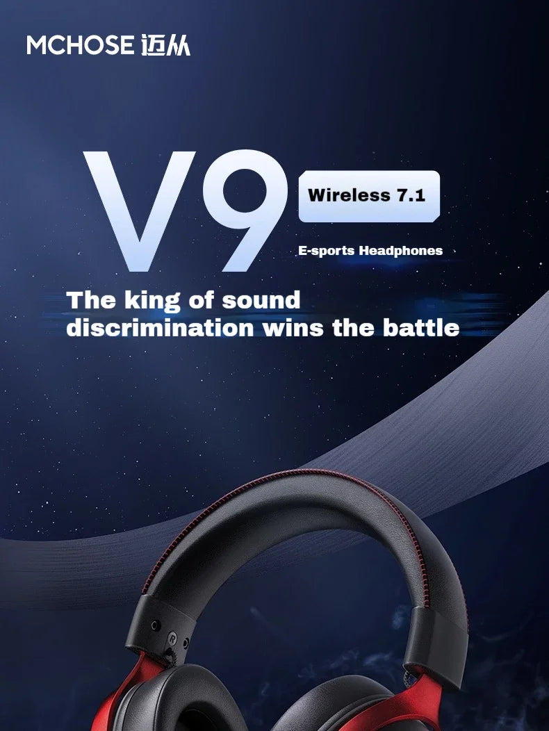 MCHOSE V9 Pro Wireless 3-Mode Headphones Esports Noise Reduction Mic Customizable Head-mounted Earphones for Music Gaming PC